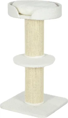 Image de Arbre à chat 91 cm Arbre à chat avec lit, plateforme en Laine crème