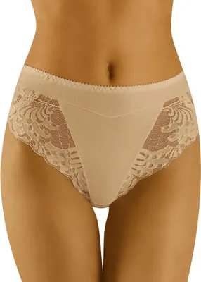 Produktbild von Wolbar Damen Slips Spitze hoher Bund Unterhose WB408 , beige, L
