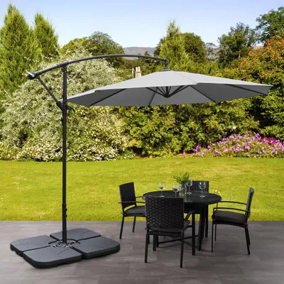 Produktbild von Livingandhome Drehbarer Sonnenschirm Ø 3 m Ampelschirm für Garten & Terrasse, Hellgrau
