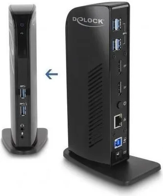 Productafbeelding van Delock USB-dockingstation met Dual DisplayPort 4K / USB 3.2 / LAN / Audio (DisplayLink)