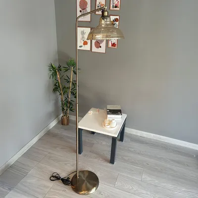Produktbild von Honig Farbe Glas Stehlampe Modern Dekorativ Metall Wohnzimmer Arbeitszimmer Stehlampe
