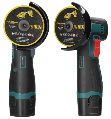 Produktbild von Mini-Winkelschleifer - Elektrisches Schleifgerät - 76-mm-Schleifscheibe - Variable Drehzahl - Akku enthalten - EU-Stecker 220–240 V - Blau