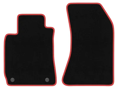 Produktbild von Velours-Fußmatten für Alfa Romeo Spider 2005- (Cabrio) – 2-tlg, Schwarz/Rot, passgenau – Wielganizator CARLUX