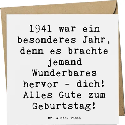 Produktbild von Mr. & Mrs. Panda Grußkarte Spruch 1941 Geburtstag - Weiß - Geschenk, doppelkarte, faltkarte, Glückwunschkarte, Geburtsjahr, Geburtstagsgeschenk, anlasskarte, Glückwunsch