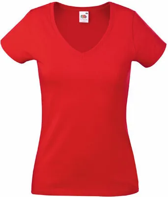 Produktbild von Fruit of the Loom - Lady-Fit Valueweight V-Neck T - Red - XL