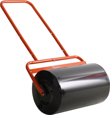 Produktbild von Rasenwalze 50cm Breite, Gartenwalze befüllbar mit 38L Wasser/ 62 kg Sand, Handwalze mit U-förmigem Griff, Rasenroller aus Stahl, Ackerwalze, Rot