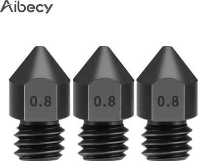Zdjęcie produktu dla Aibecy, 3 sztuki dysz ze stali hartowanej 0,8 mm do filamentu 1,75 mm do drukarek 3D Creality Ender 3 / CR-10 / CR-10S Pro / TEVO Tarantel Pro / TEVO Flash / Sapphire Pro – do ekstrudera hotendu