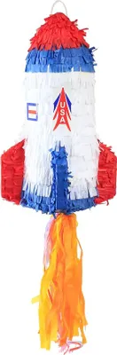 Produktbild von Pinata in Raketenform für Kindergeburtstag Weltraum Party 40 x 27 x 27 cm