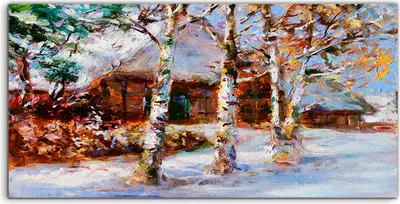 Produktbild von Coloray Canvas 120x60  Wandbild Leinwand Bilder Foto Wand Winter Schnee Dorf Malerei