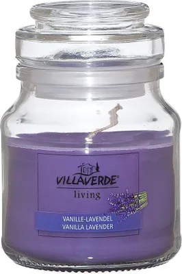Produktbild von Villa Verde Duftkerze im Glas m. Deckel Vanille-Lavendel, H: 7,8 cm, Ø 7 cm