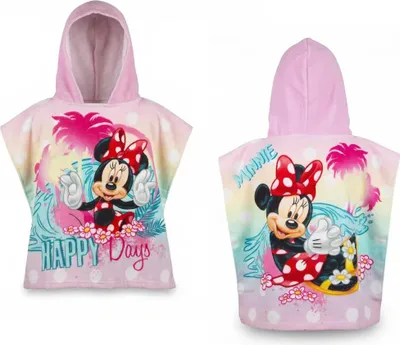 Produktbild von Disney Minnie Maus Kinder Mädchen Mikrofaser Poncho Badetuch 55x110 cm