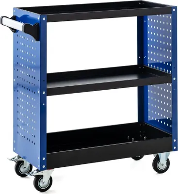 Produktbild von Werkzeugrollwagen mit Seitenwänden & 3 Ablagen 80x 42x 80 cm blau
