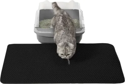 Produktbild von Katzentoilette Zweilagige schwarze Hygienematte - Leicht zu reinigen mit rutschfester Unterlage, Ideal für Katzen 60 x 45 cm
