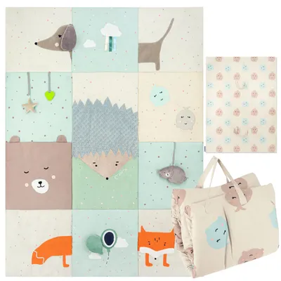 Produktbild von MoMi VOLPI Baby Krabbeldecke & Lernmatte 120x160 cm – Faltbare Spielmatte mit vielfältigen sensorischen Materialien - Sensorikspielzeug