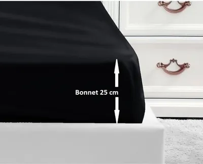 Produktbild von Spannbettlaken, 100% Baumwolle, 90x190x25 cm, Schwarz, 54 Fäden, Einzelbett,