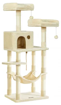 Produktbild von Kratzbaum Katzenbaum - PCT015 - 5 Ebenen - Kratzsäulen - Plattformen - Katzenhöhle - Hängematte - Plüschbälle - Beige