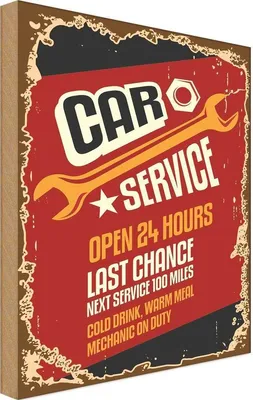 Produktbild von vianmo Holzschild 18x12 cm Car Service open 24 hours Auto Garage Werkstatt