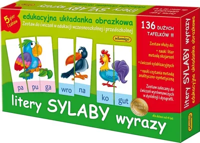 Produktbild von Litery sylaby wyrazy edukacyjna układanka obrazkowa