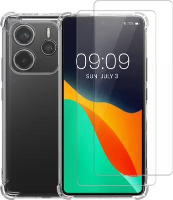 Produktbild von kalibri Hülle kompatibel mit Xiaomi Redmi Note 14 5G (Nicht für 4G) Case - Handyhülle mit 2x Glas Schutz Folie - Cover Handyhülle in Transparent