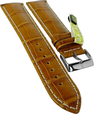 Produktbild von BARINGTON LOUISIANA Uhrenarmband | echt Krokoleder | naturbraun 35348, Stegbreite:20mm, Schließe:Silbern