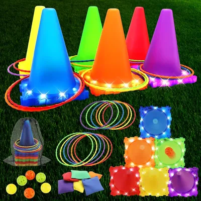Produktbild von Wurfspiele Set leuchtend, für Garten, Ball und Ring und Sandsack, für Kinder von 3-6 Jahren