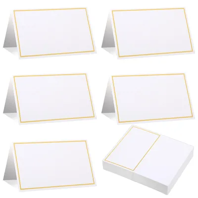 Tischkarten blanko mit Goldrand, 100 Stück, 10,2 x 8,5 cm