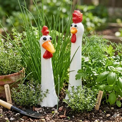 Obrázek produktu pro Zahradní zástrčky crazy chickens sada 2 ks cca 39 cm - Zahradní dekorace