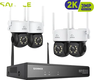 Immagine prodotto di Sistema di sorveglianza wireless, visione notturna, ingresso a 16 canali, telecamera da 3MP 71DC 4pcs, Nessuno