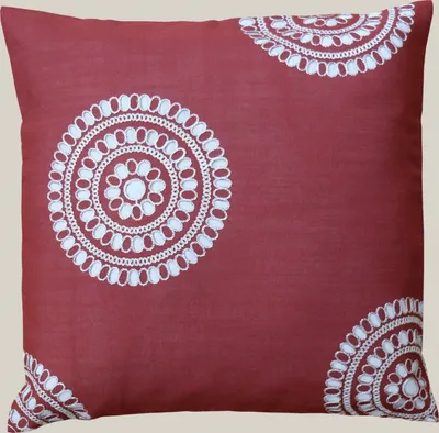 Produktbild von Kissenhülle mit Stickerei Kreise Sofakissen modern Dekokissen 40 x 40 cm Kissenhülle rot