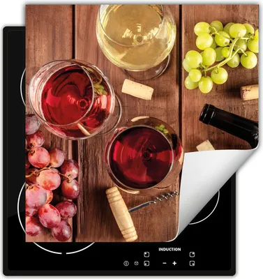 Produktbild von DarHaus Herdabdeckplatte 60x52 cm Anti Rutsch Matte Aufrollbar, Wein - Holz