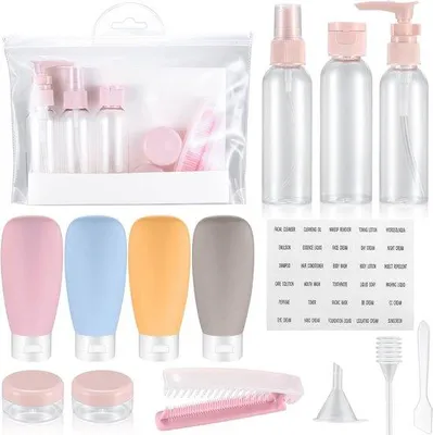 Produktbild von Reisehygiene-Set, 14 Stück, 60 ml, kosmetische Flüssigkeiten, Reise- und Reisezubehör, Dusch- und Körperpflegeartikel