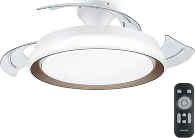 Image de Ventilateur De Plafond à Led Modèle Bliss. Couleur Doré. Puissance: 35 + 28 W Palmes: ø106 Cm Avec Télécommande Philips