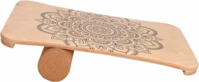 Produktbild von L.A. Sports Woodboard / Balance-Board aus Ahorn mit Faszienrolle aus Kork