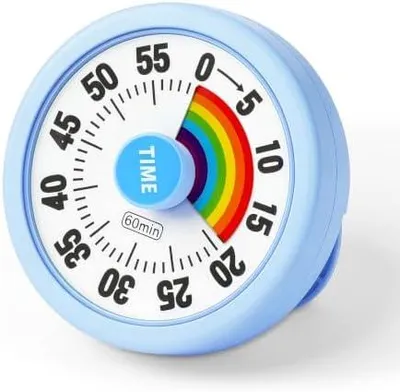 Produktbild von Flintronic Visueller Timer für Kinder, 60 Minuten Countdown, Regenbogen Timer mit leisem Betrieb und Magnetrückseite, Pomodoro-Timer, Zeitmanagement-Tool für Klassenzimmer, Büro, Küche