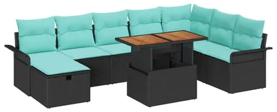 Productafbeelding van vidaXL Tuinset, 9-delig, zwart, polyrotan