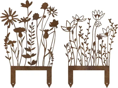Produktbild von Rostfarbene Garten- und Blumenstecker, 2 Stück, rustikale Frühlingsdekoration für Garten, Rasen, Hof, Balkon und Blumentopf
