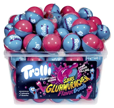Productafbeelding van Trolli Flavor Bomb Zure Glowworm Smaak, verpakking met 60 stuks, 1128g