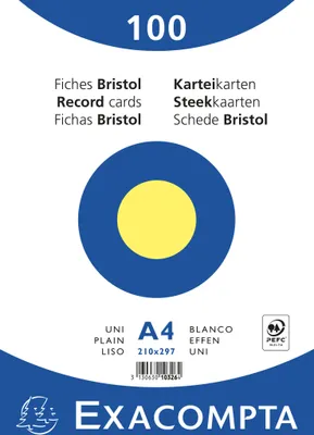 Immagine prodotto di Exacompta 10x Schede A4 in bianco, 100 pezzi in confezione termoretraibile - giallo - 10326E