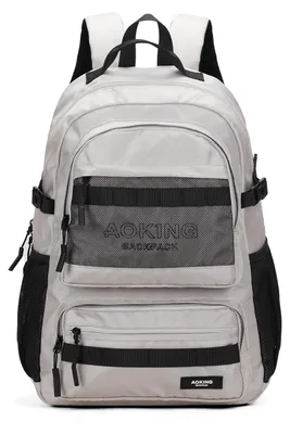 Image de Sac à Dos Aoking Unie Noir avec Fermeture Éclair Polyester 35x49 cm Black B UNICA