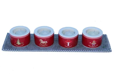 Produktbild von Adelheid - 4 weihnachtliche Teelichthalter mit Filzdeckchen