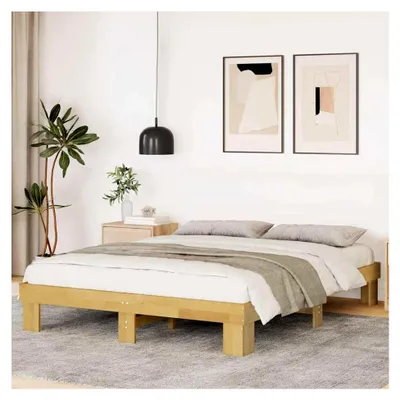 Produktbild von Bettgestell ohne Matratze 135x190 cm aus massivem Eichenholz