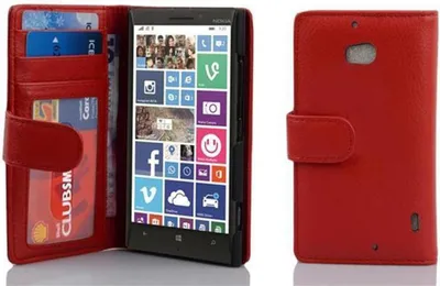 Produktbild von Cadorabo Hülle für Nokia Lumia 929 / 930 in Rot Backcover Handy Schutz Hülle Book Case Booklet Kartenfächer