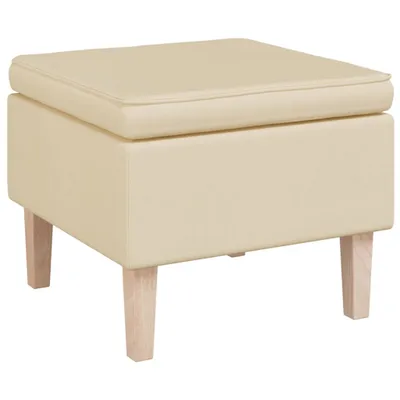 Image de Tabouret avec pieds en bois Crème Tissu