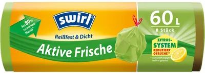Obrázek produktu pro swirl® 4638 swirl® vložky do odpadkových košů Tearproof & Tight Active Freshness 4638 60,0 l zelené, 8 ks.