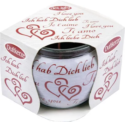 Produktbild von Duftkerzen Sprüche im Glas, lange Brenndauer und angenehmer Duft ( Ich liebe Dich )