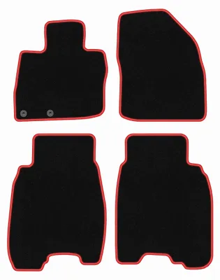 Zdjęcie produktu dla Dywaniki samochodowe welurowe CARLUX-RED do: Honda Civic VIII (2006-2012, hatchback) czarne z czerwonym obszyciem, z mocowaniami