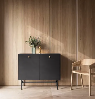 Produktbild von Kommode Chilly LAVENA - 104 x 89 cm - in Schwarz, mit Stauraum, modern