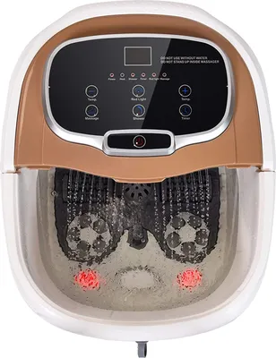 Produktbild von Fußbadewanne elektrisch, Fußbad Massagegerät 10-60 min. Timer, 35-48℃, Rollbare Fußwasserwanne mit Universalrädern & Bremsen, Fußmassage mit Heizungs- & Dusch-Funktion (Braun)
