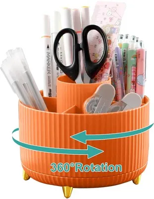 Obrázok produktu pre Otočný organizér na stôl, 5 priehradiek, oranžový, kompaktný