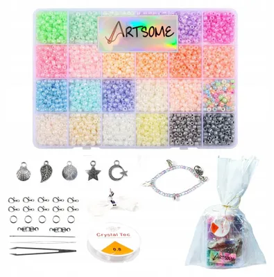 Immagine prodotto di Set di perline color pastello Artsome | Kit per creare braccialetti fai-da-te, 24 colori, circa 350 perline per colore | Regalo per bambini, creazione di gioielli